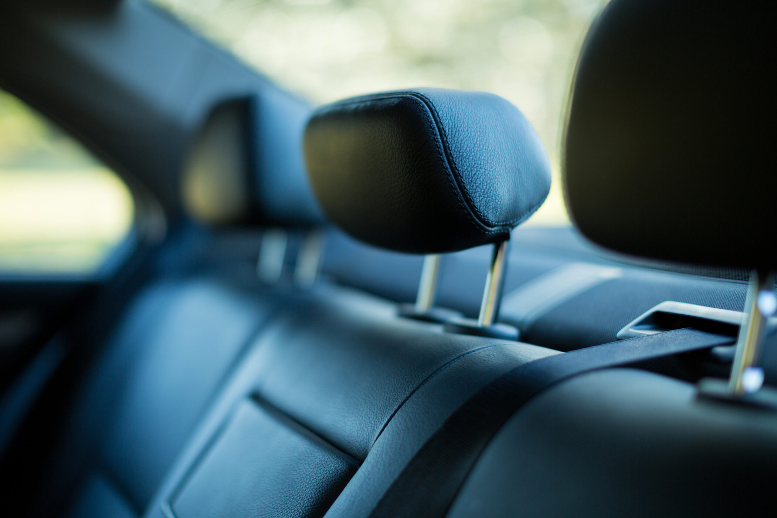 Close up back seats in car